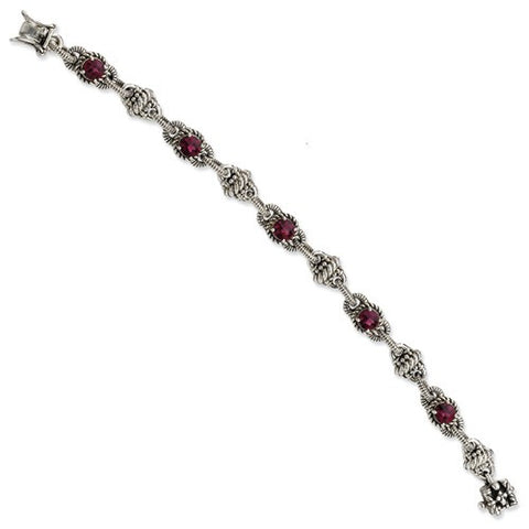 Sterling Silver Rhodilite Garnet Bracelet