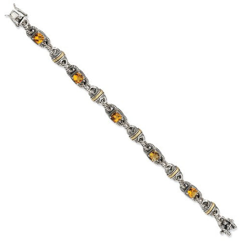 Sterling Silver with 14K Yellow Gold Citrine Bracelet