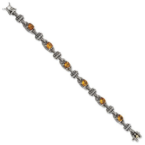 Sterling Silver with 14K Yellow Gold Citrine Bracelet