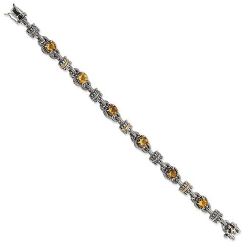 Sterling Silver with 14K Yellow Gold Citrine Bracelet