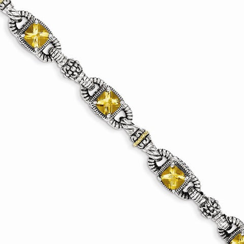 Sterling Silver with 14K Yellow Gold Citrine Bracelet