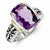 Sterling Silver w/14k Yellow Gold Amethyst Cushion-cut Ring