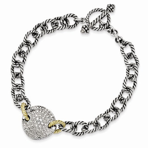 Sterling Silver with 14K Yellow Gold Diamond Link Bracelet