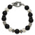 Sterling Silver with 14K Yellow Gold Onyx & Enameled Beaded Bracelet