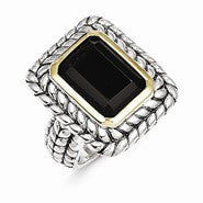 Sterling Silver w/14k Yellow Gold 10.00Black Onyx Ring