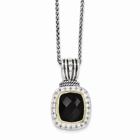 14K Yellow Gold Black Onyx & Diamond Necklace