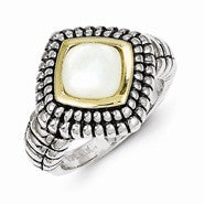 Sterling Silver w/14k Yellow Gold Mother of Pearl Ring