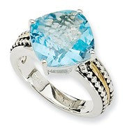 Sterling Silver w/14k Yellow Gold 7.85Sky Blue Topaz Ring