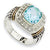 Sterling Silver w/14k Yellow Gold Sky Blue Topaz & Diamond Ring