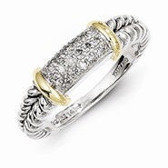 Sterling Silver w/14k Yellow Gold Diamond Ring