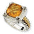 Sterling Silver w/14k Yellow Gold Cognac Quartz Ring