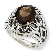 Sterling Silver w/14k Yellow Gold 4.40Smokey Quartz Ring