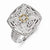 Sterling Silver w/14k Yellow Gold Diamond Ring