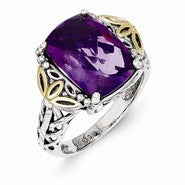 Sterling Silver w/14k Yellow Gold Amethyst Ring