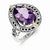 Sterling Silver w/14k Yellow Gold Diamond & Amethyst Ring