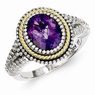 Sterling Silver w/14k Yellow Gold Amethyst Ring