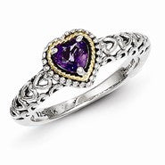 Sterling Silver w/14k Yellow Gold Amethyst Ring