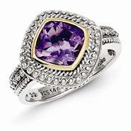 Sterling Silver w/14k Yellow Gold Amethyst Ring