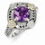 Sterling Silver w/14k Yellow Gold Diamond & Amethyst Ring