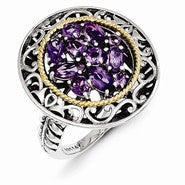 Sterling Silver w/14k Yellow Gold Amethyst Ring