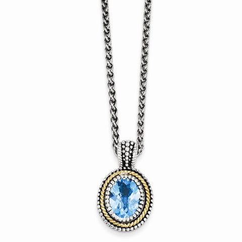 14K Yellow Gold Blue Topaz Necklace