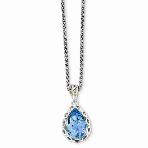 14K Yellow Gold Blue Topaz Necklace