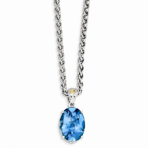 14K Yellow Gold Blue Topaz Necklace