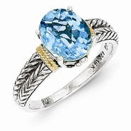 Sterling Silver w/14k Yellow Gold Blue Topaz Ring