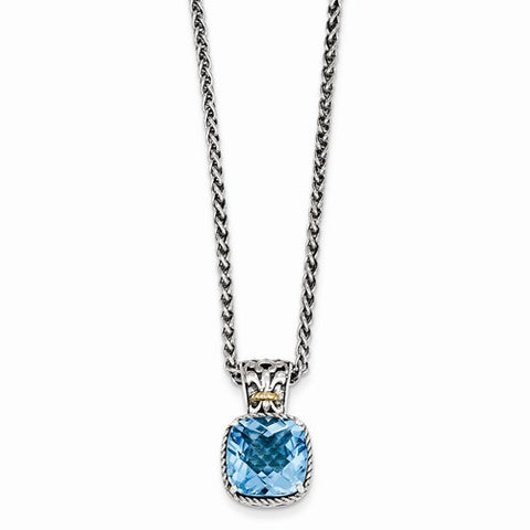 14K Yellow Gold Blue Topaz Necklace