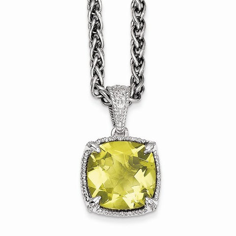 Sterling Silver Lemon Quartz & Diamond Necklace