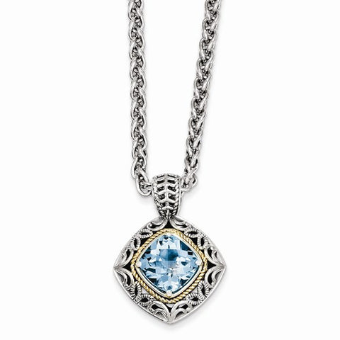 14K Yellow Gold Blue Topaz Necklace