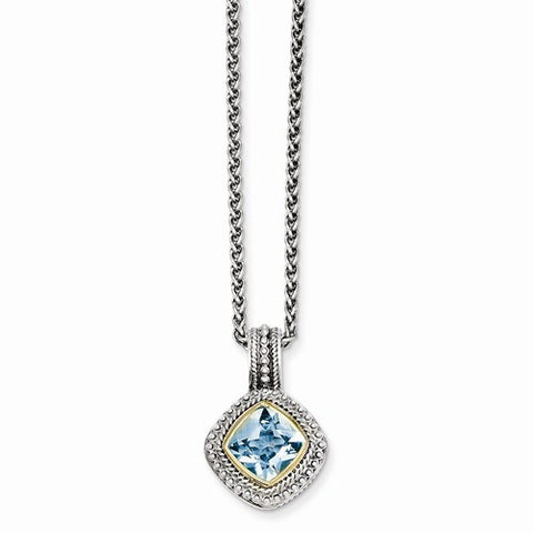 14K Yellow Gold Blue Topaz Necklace