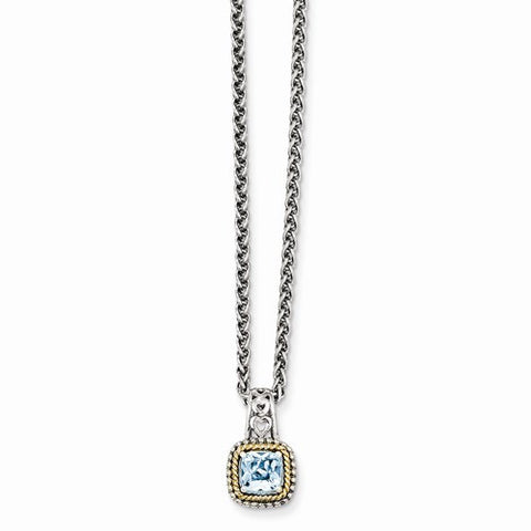 14K Yellow Gold Blue Topaz Necklace