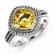 Sterling Silver w/14k Yellow Gold Citrine Ring