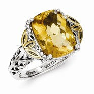 Sterling Silver w/14k Yellow Gold Citrine Ring