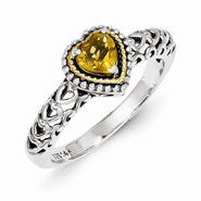 Sterling Silver w/14k Yellow Gold Citrine Ring