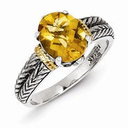 Sterling Silver w/14k Yellow Gold Citrine Ring