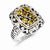 Sterling Silver w/14k Yellow Gold Diamond & Gemstone Ring