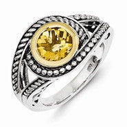 Sterling Silver w/14k Yellow Gold Citrine Ring