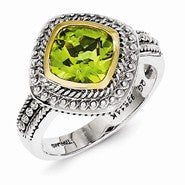 Sterling Silver w/14k Yellow Gold Peridot Ring