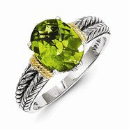 Sterling Silver w/14k Yellow Gold Peridot Ring