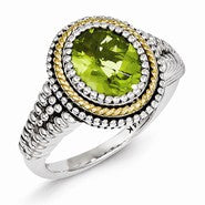 Sterling Silver w/14k Yellow Gold Peridot Ring