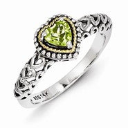 Sterling Silver w/14k Yellow Gold Peridot Ring