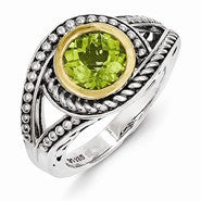 Sterling Silver w/14k Yellow Gold Peridot Ring