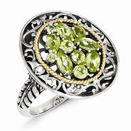 Sterling Silver w/14k Yellow Gold Peridot Ring