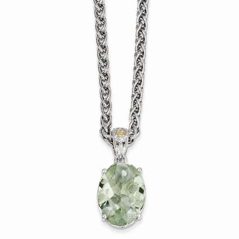 14K Yellow Gold Green Quartz Necklace