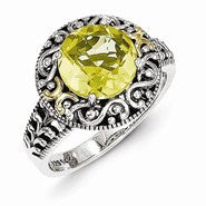 Sterling Silver w/14k Yellow Gold Lemon Quartz Ring