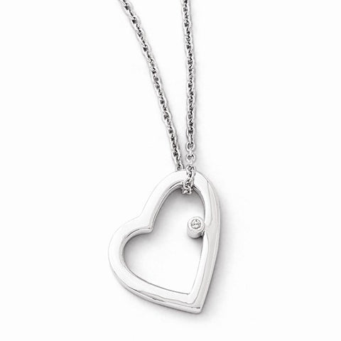 Sterling Silver Diamond Heart Necklace