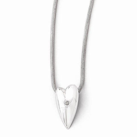 Sterling Silver Diamond Heart Necklace