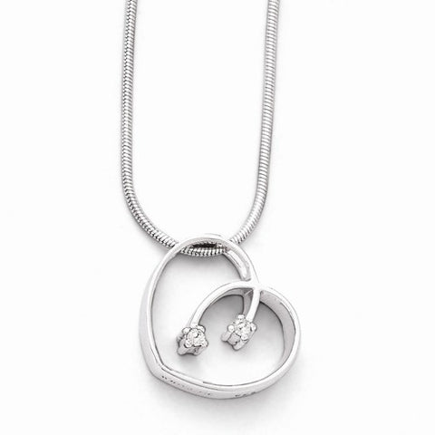 Sterling Silver Diamond Heart Necklace